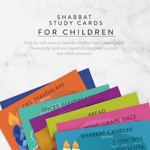 Shabbatgebeden Flashcards-bundel. Shabbat-diner-flashcards.