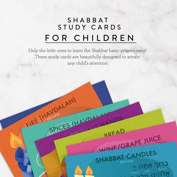 Shabbat Prayers Flashcards Bundle. Shabbat Dinner Flashcards.