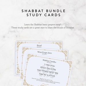 Shabbat Prayers Flashcards Bundle. Shabbat Dinner Flashcards. 7 Cards total with the Shabbat traditional prayers.