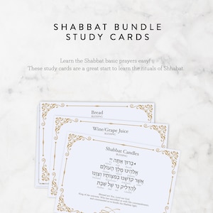 Shabbat Prayers Flashcards Bundle. Shabbat Dinner Flashcards. 7 Cards total with the Shabbat traditional prayers.