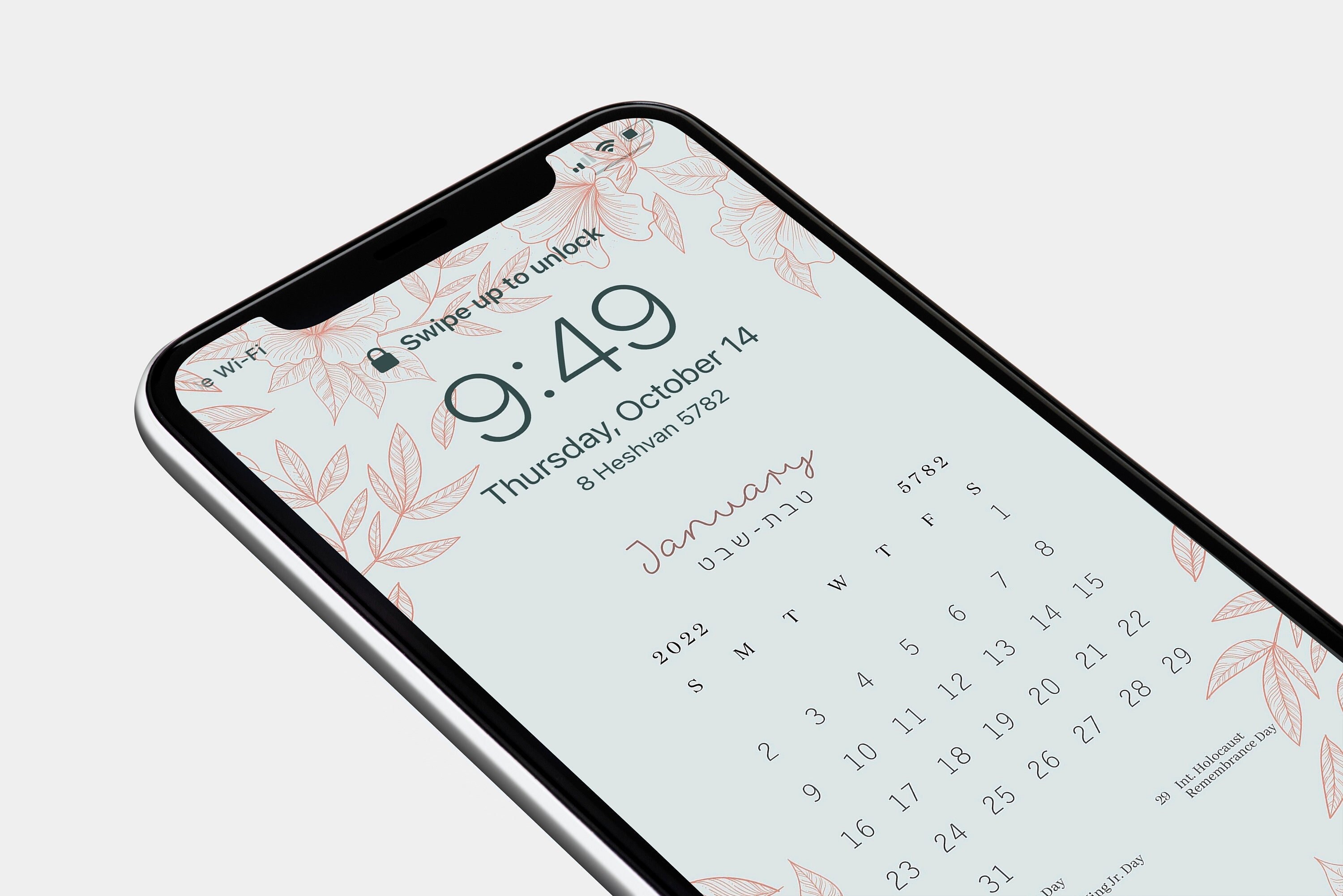 2022 Smartphone Jewish Calendar Floral Wallpaper. Jewish Holidays and US  National Holidays. if You Need Different Ones Let Me Know - Etsy