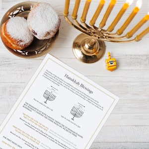 Scheda stampabile delle benedizioni di Hanukkah