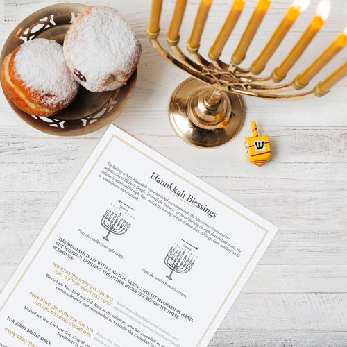 Printable Hanukkah Blessings Card - Etsy