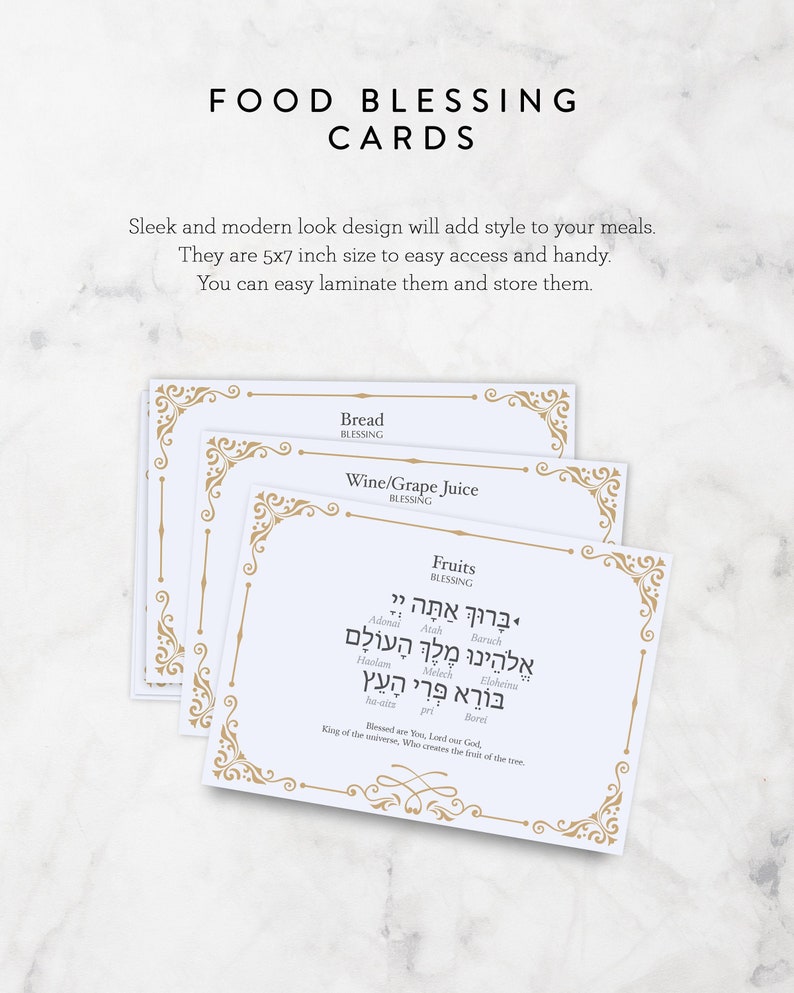 Jewish Food Blessings Cards. Hebrew Transliteration and - Etsy
