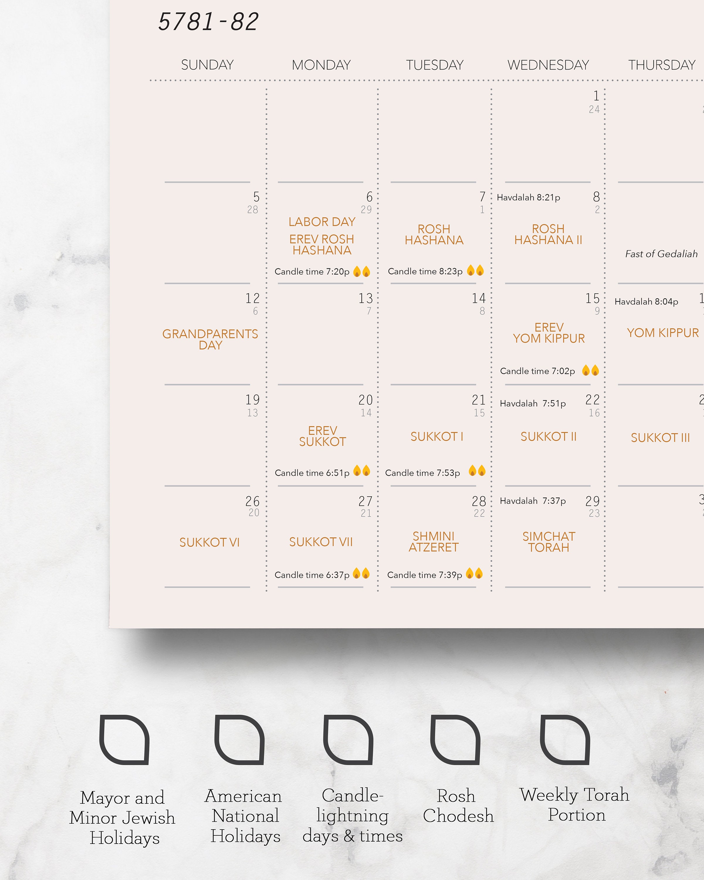 2021 US Jewish Printable Calendar Jewish holidays and US Etsy