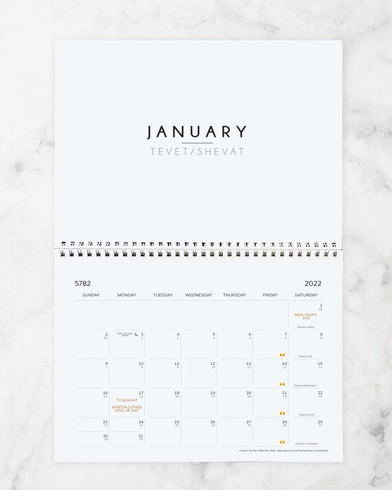 2022 Horizontal Jewish Printable Calendar, Jewish Holidays and US Federal  Holidays, Minimalist Modern Jewish Calendar CUSTOMIZABLE - Etsy Norway
