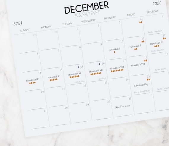 2022 American Jewish Printable Calendar Jewish Holidays And | Etsy