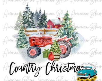 Country Christmas png, Christmas on the farm, Farmhouse Christmas,  DTF, DTG, Screenprint. Sublimation