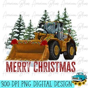 Carregador de Feliz Natal, Equipamento Pesado png, Construção Natal png, DTF, DTG, Serigrafia. Sublimação