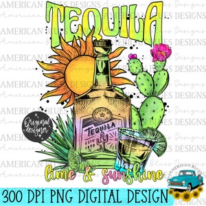 Tequila lime - Sonnenschein -, minimalistisches Design, PNG, Sublimation, digitaler Download, Sofort Download
