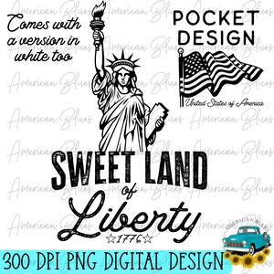 Doce Terra da Liberdade, América, 4 de julho, Patriótico, Lady Liberty, Liberdade, Dia da Independência, PNG, Sublimação, Download digital