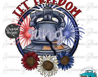 Campana de la Libertad, PNG patriótico, Fuegos artificiales, Día de la Independencia (Descarga digital)