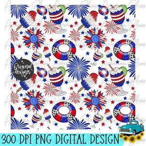 Patriotic Seamless Digital Download, Red, White, and Blue Pattern, 4th of July, Memorial Day, Veterans Day, PNG, Sublimation