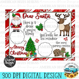 Cookies for Santa Placemat Cookies for Santa PNG, Dear Santa light skin tone, Treats for Santa, DTF, DTG, Screenprint, Sublimation