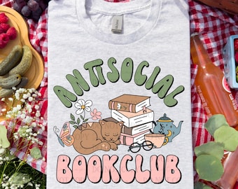 Antisozialer Buchklub - Bücherwurm PNG Design für Shirts & Bastelarbeiten
