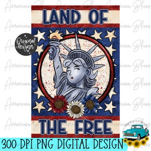 Terra do Livre, desenho de bandeira de jardim 12x 18, 4 de julho, militar, Dia da Independência, Lady Liberty, PNG, sublimação, download digital