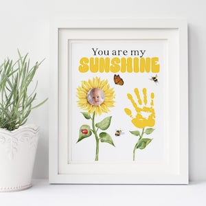 Du bist mein Sonnenschein | Sonnenblume Foto Handabdruck Kunst | DIY Handwerk Karte Geschenk Andenken | Kindertagesstätten und Vorschulaktivitäten | Canva Vorlage