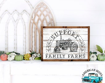 Support Family Farms, Old Tractor, Farmers of America, Farming Printable Art, Rustic Home Decor, Vintage Home Decor, Digital Download