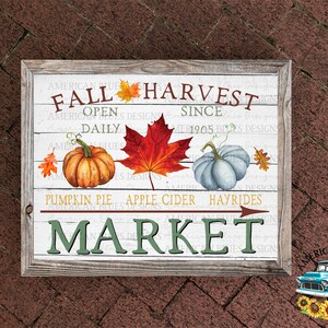 Fall Harvest Market, Vintage Pumpkins, Autumn, Rustic Fall, Digital Download, Autumn printable art, Fall Home Decor, Farmhouse style decor