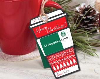 Teacher Christmas gift tags | Merry Christmas coffee giftcard holder | DIGITAL FILE ONLY