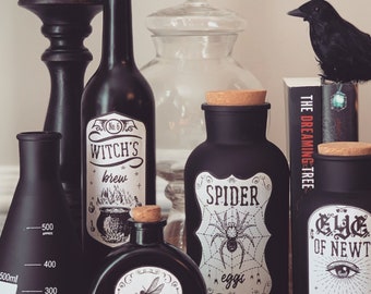 Printable Halloween Apothecary Jar Labels: Vintage Potion Bottle Stickers (Digital)