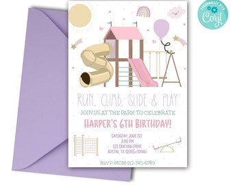 Playground Birthday Party Invitation: Modern Park Invite (Digital File)