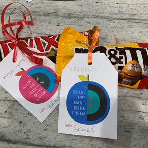 Teacher Apple Gift Tag | Teacher appreciation cute gift | PTO gift tags |DIGITAL FILE Only