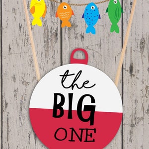 Fishing Birthday Cake Topper: The Big One, First Birthday (Digital File)