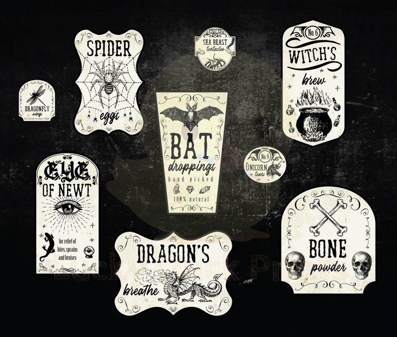 Apothecary Labels Halloween Printable Bottle Stickers - Etsy