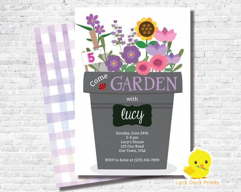 Flower Garden Birthday Party Invitation for Kids 1st Etsy