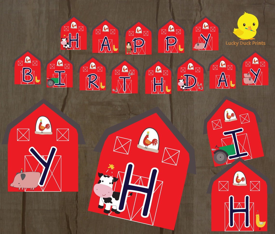 Farmyard Banner Farm Birthday Banner Cow Party Printables - Etsy