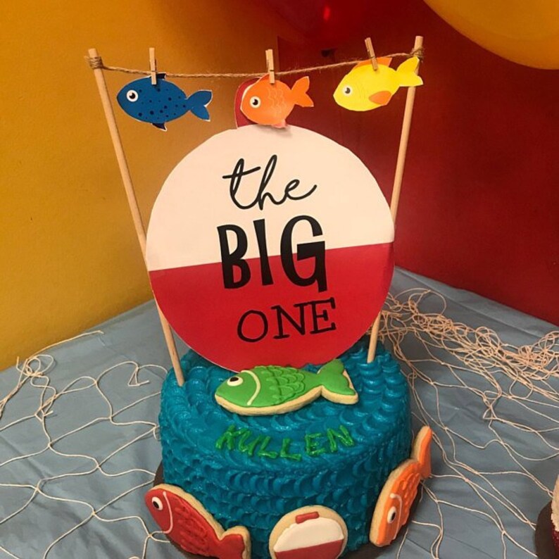 The Big One Fishing Birthday Fishing Birthday Cake Topper Fishing Birthday Decorations Smash Cake Topper Printable Cake Topper DIY image 4