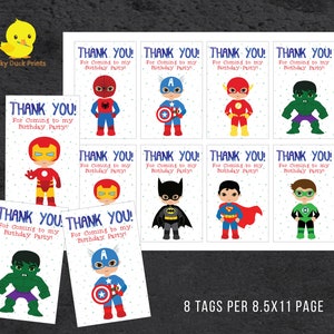 Superhero Tags, Comic Book Thank You Tags, Comic Book Tags, Avengers Tags, Favor Tags, Printables,  Superhero Party | DIGITAL FILE ONLY