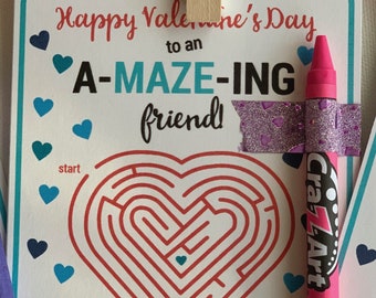 PRINTABLE Valentines for Kids | Maze Valentines | Boy Valentine cards | Girl Valentines | You are Amazing Valentine classroom cards, DIGITAL