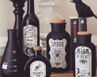 Halloween Apothecary Potion Labels: Vintage Witch Bottle Stickers (Digital File)