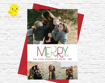 Printable Holiday Card, Merry , Photo Christmas Cards, Photo Holiday Gold Christmas Card, Printable Christmas Card Xmas DIGITAL File Only