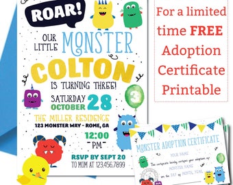 Monster Invitation | Monster Birthday Invitation | Monster Party | Little Monster First Birthday | Spooky Birthday | DIGITAL FILE ONLY