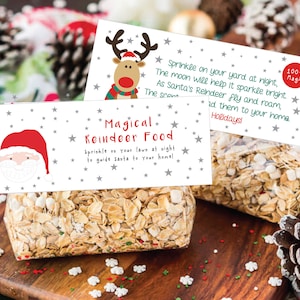 Magic Reindeer Food Christmas Treat Bag Topper Printable with Santa INSTANT DOWNLOAD | Digital File Only