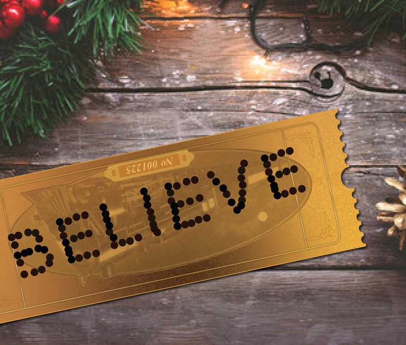 Believe Golden Polar Express Ticket Printable INSTANT DOWNLOAD Etsy