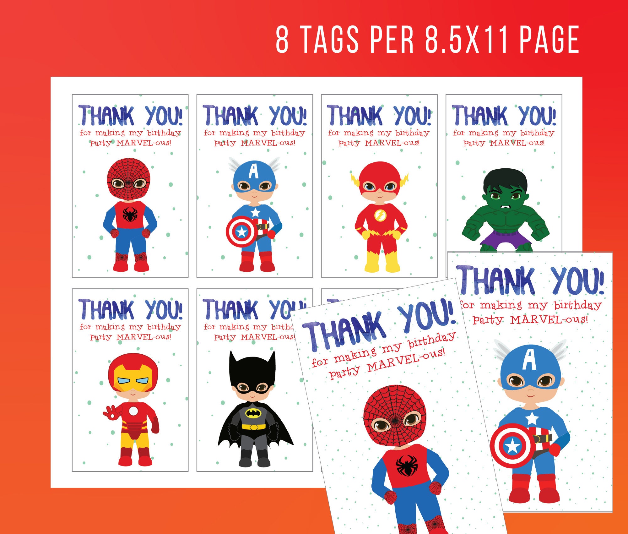 superhero-tags-comic-book-thank-you-tags-comic-book-tags-avengers-tags-favor-tags-printable-marvel-ous-tags-superhero-party-digital-etsy