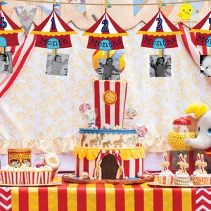 Circus Photo Banner: 1st Birthday Milestone, Big Top Theme (Digital File)