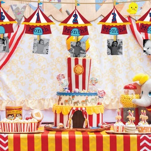 1 - 12 Month Circus Photo Banner | The Big One Circus Birthday | Dumbo Milestone banner | Greatest Show On Earth, Big Tent DIGITAL File ONLY