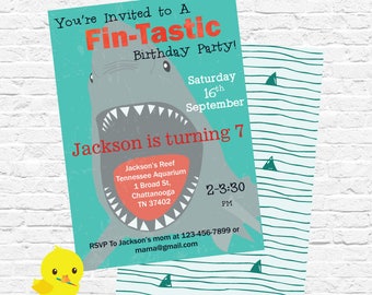 Shark Invitation | Shark Party | Shark Birthday Invitation | Shark Birthday | Shark Birthday Party | Shark Party Invite | DIGITAL FILE ONLY