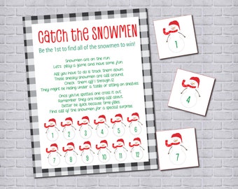 Christmas Scavenger Hunt, Snowman Treasure Hunt, Christmas Printable, Snowmen Hunt Game, Winter Holiday Game for Kids DIGITAL FILE