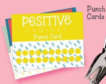 Punch Cards for kids - Positive Choices  - Reward Card for Parents or Teachers - Behavior Tracker - Printable download - DIY | DIGITAL FILE