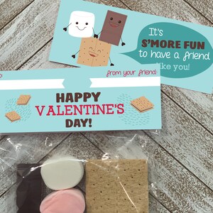 PRINTABLE Valentines for Kids Smores Valentines Boy Valentine cards Girl Valentines S'more Valentine classroom cards, DIGITAL image 1