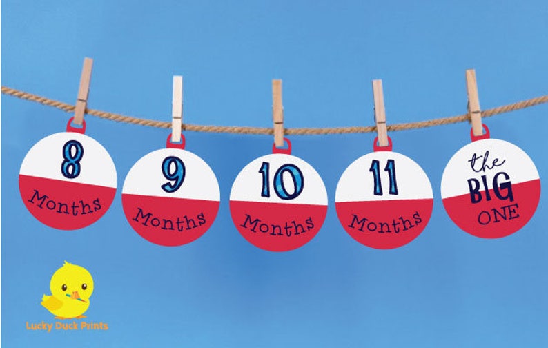 1 12 Month Fishing Bobber Photo Banner The Big One Fishing Birthday Bobber Milestone banner Fishing Birthday Decorations DIGITAL image 2