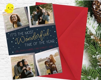 Printable Holiday Card, Most Wonderful Time of Year, Photo Christmas Cards, Photo Holiday Christmas Card, Printable Christmas Card DIGITAL