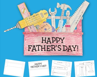 FATHER'S DAY Craft for Kids | Printable coloring Toolbox card for dad, Instant download, Father's Day Gift | Classroom craft for dad