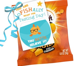 Printable Testing Day Snack Tag Classroom Treat Tag Fish Crackers Snack Goldfish Finals School Test PTO PTA Snack Tag INSTANT Download